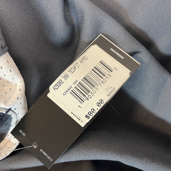 Adidas‎ Techfit Football Jersey Mens Size 2XL Gray Football Compression NWT - Picture 5 of 5